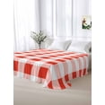 thumbnail image 5 of Orange Red Checkered Twim Size Flat Sheet, Wrinkleproof & Fadeproof Cooling Flat Bed Sheet Only, Farmhouse Buffalo Plaid Breathable Soft Bedding Top Sheets 66 x 96 Inches, 5 of 8