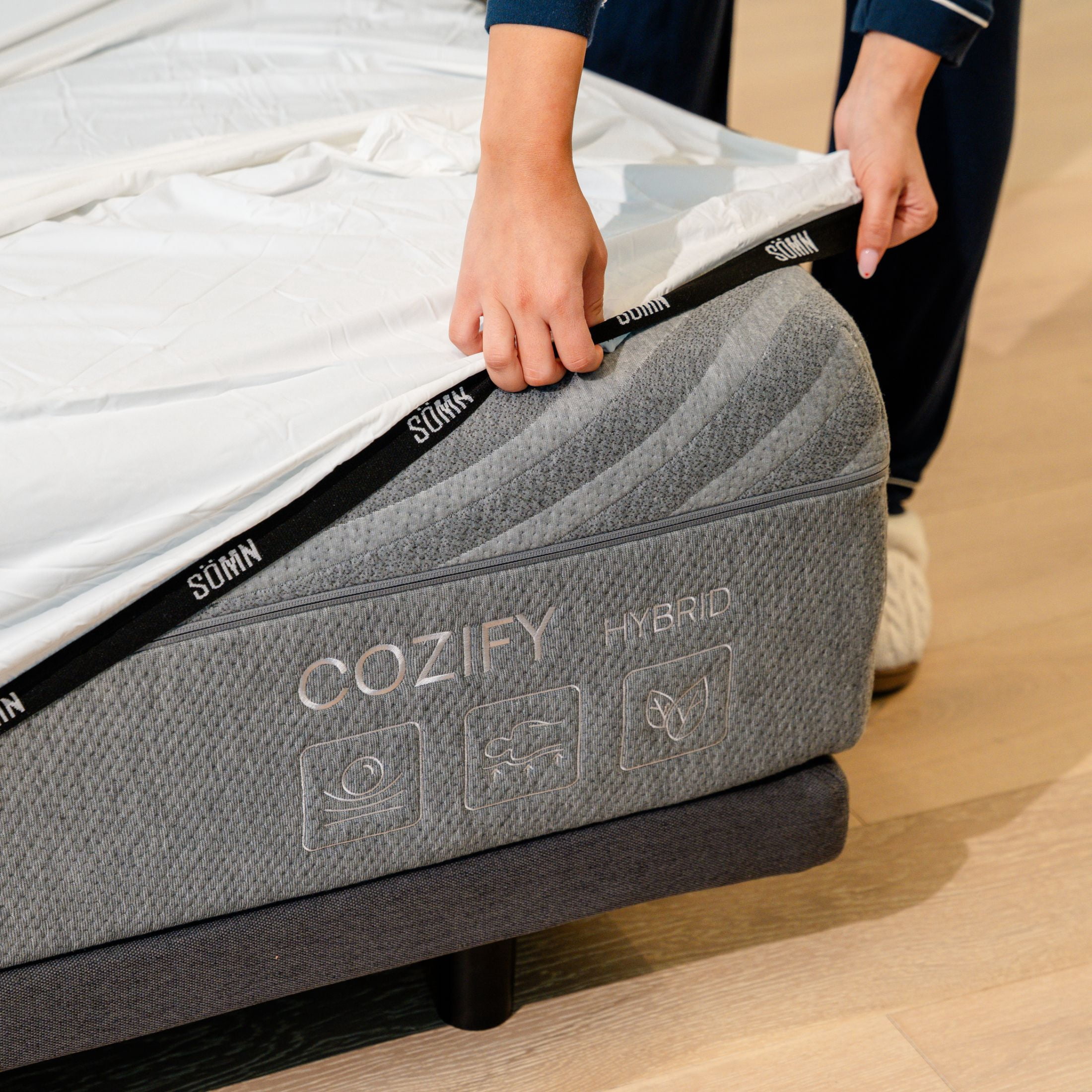 Sömn Company Cozify 12" Graphene Cooling Hybrid Mattress in a Box, Twin, 7-Piece Set
