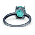 thumbnail image 3 of Solitaire Oval Ring Black Tone Paraiba Tourmaline CZ 925 Sterling Silver Size 4, 3 of 6