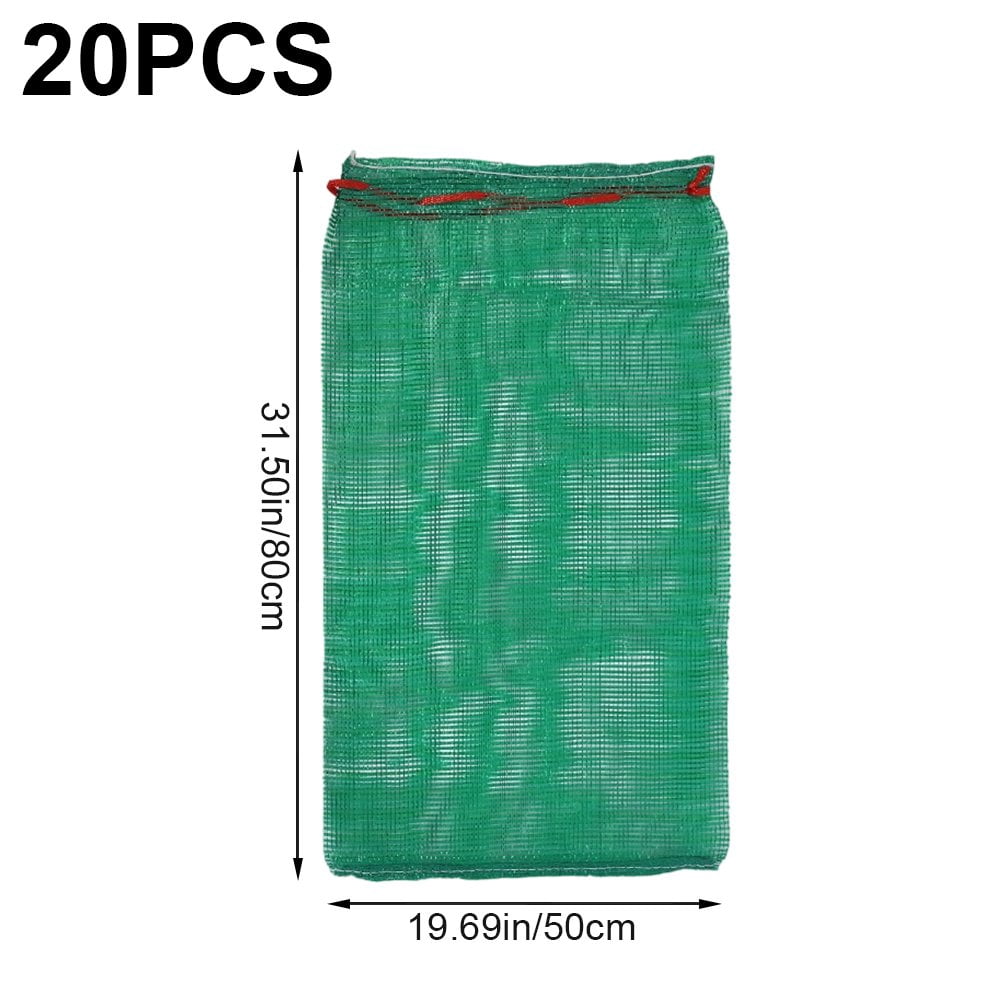 Vjnyvs 20Pcs Extra Large Reusable Produce Mesh Bag, Ventilated Storage Sack Vegetable Net Bags Onion Storage Bag Drawstring For Garden Produce Potato Storage