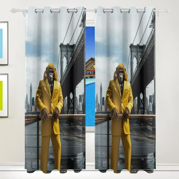 Monkey Bridge Houses Curtains Black Out 72 Inch Length Curtains for Sliding Glass Doors Bedroom Living Room 2 Pack