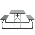 thumbnail image 5 of Gray Outdoor Foldable Woodgrain Portable Picnic Table Set, 5 of 18