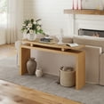 thumbnail image 2 of LKTART 55" Narrow Farmhouse Console Table, Natural Wood Veneer Sofa Table with Solid Rubberwood Supports for Entryway Living Room Hallway Apartment, 2 of 10