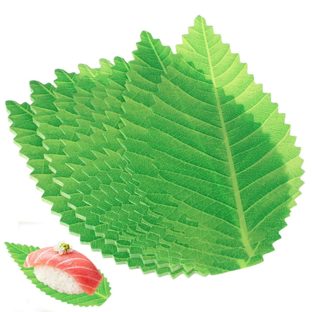 200 hojas decorativas de sushi realistas para restaurante (verde)