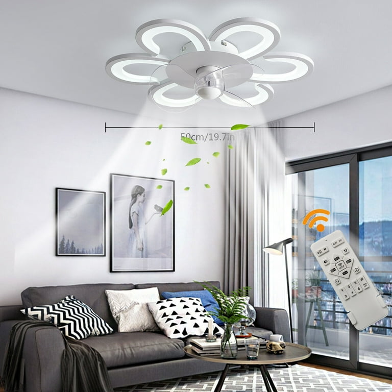 Flower LED Modern Flush Mount Ceiling Fan Lights with Remote