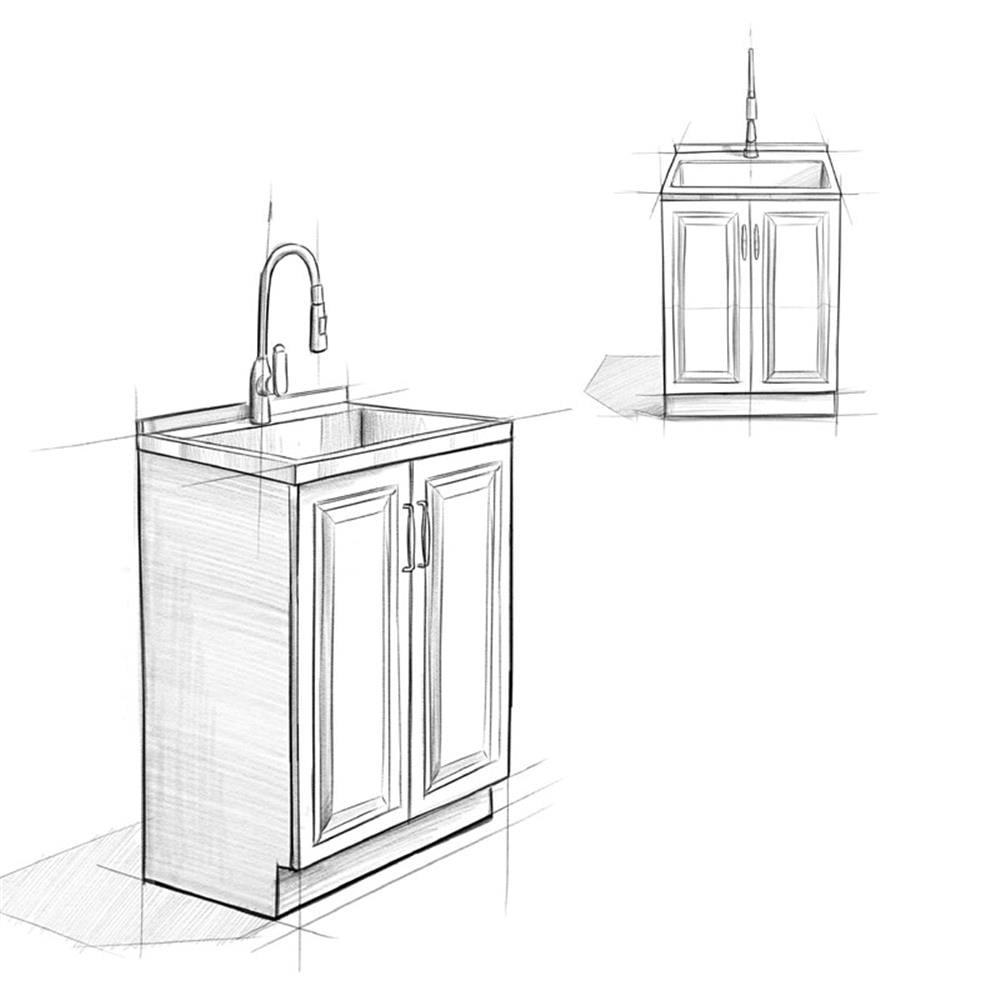 Bowery Hill 28"W Laundry Cabinet with Pull-out Faucet and Stainless Steel Sink