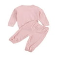 thumbnail image 3 of Toddler Baby Girl Boy Winter Clothes Solid Long Sleeve Pullover Sweatshirt Drawstring Pants 2Pcs Outfit Set, 3 of 6