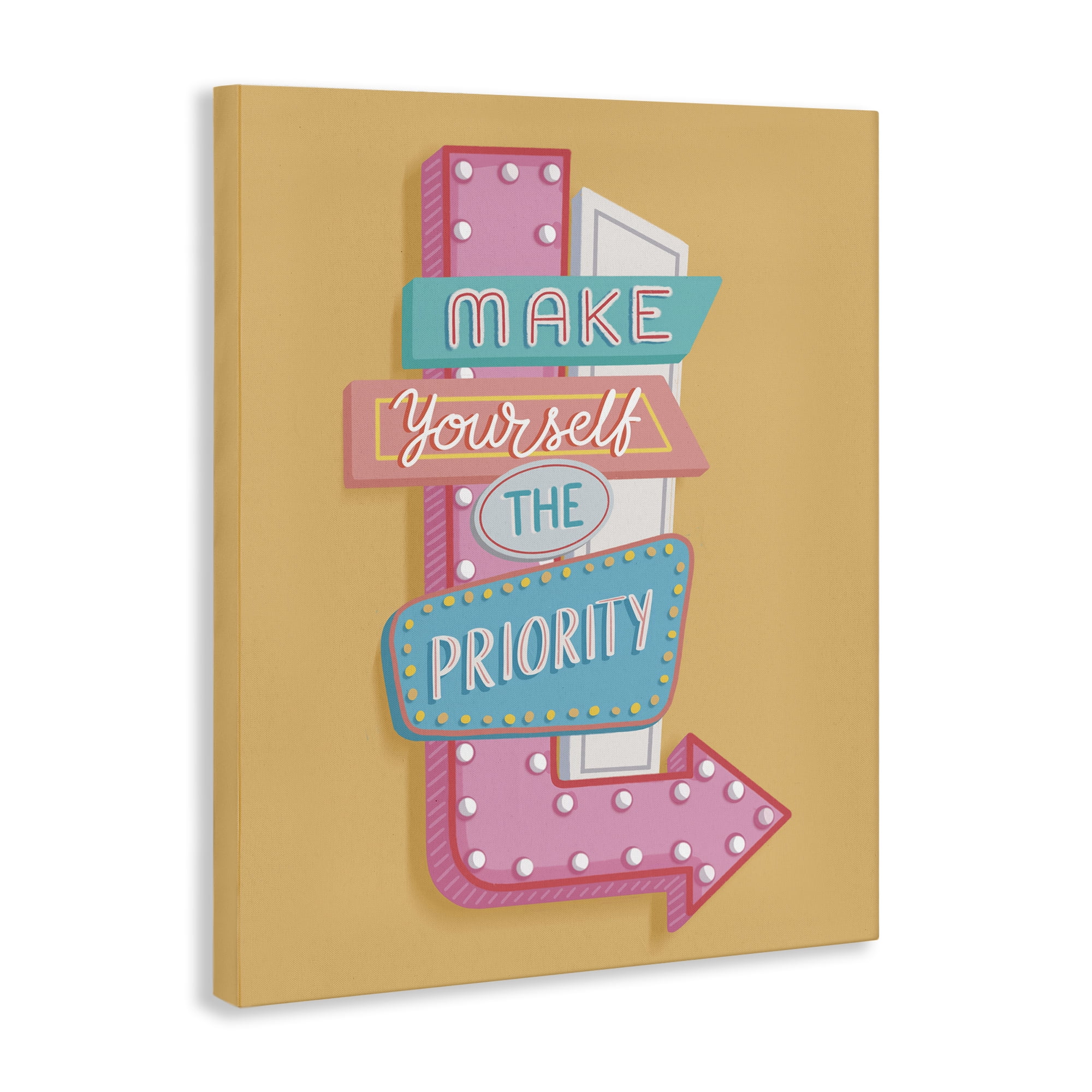 Stupell Industries Make Yourself The Priority Text & Numbers Painting Wrapped Canvas Art Print Wall Art, 16 x 20