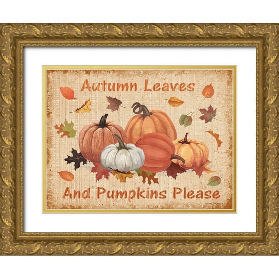 Phillips, Anita 24x19 Gold Ornate Wood Framed with Double Matting Museum Art Print Titled - Pumpkins Please