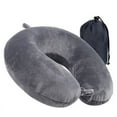 thumbnail image 1 of Almohada de viaje para aviones, diseño de cuerda ajustable, compacta y ligera, de lujo, para acampar, para dormir, con funda extraíble y con cremallera invisible (gris), 1 of 5