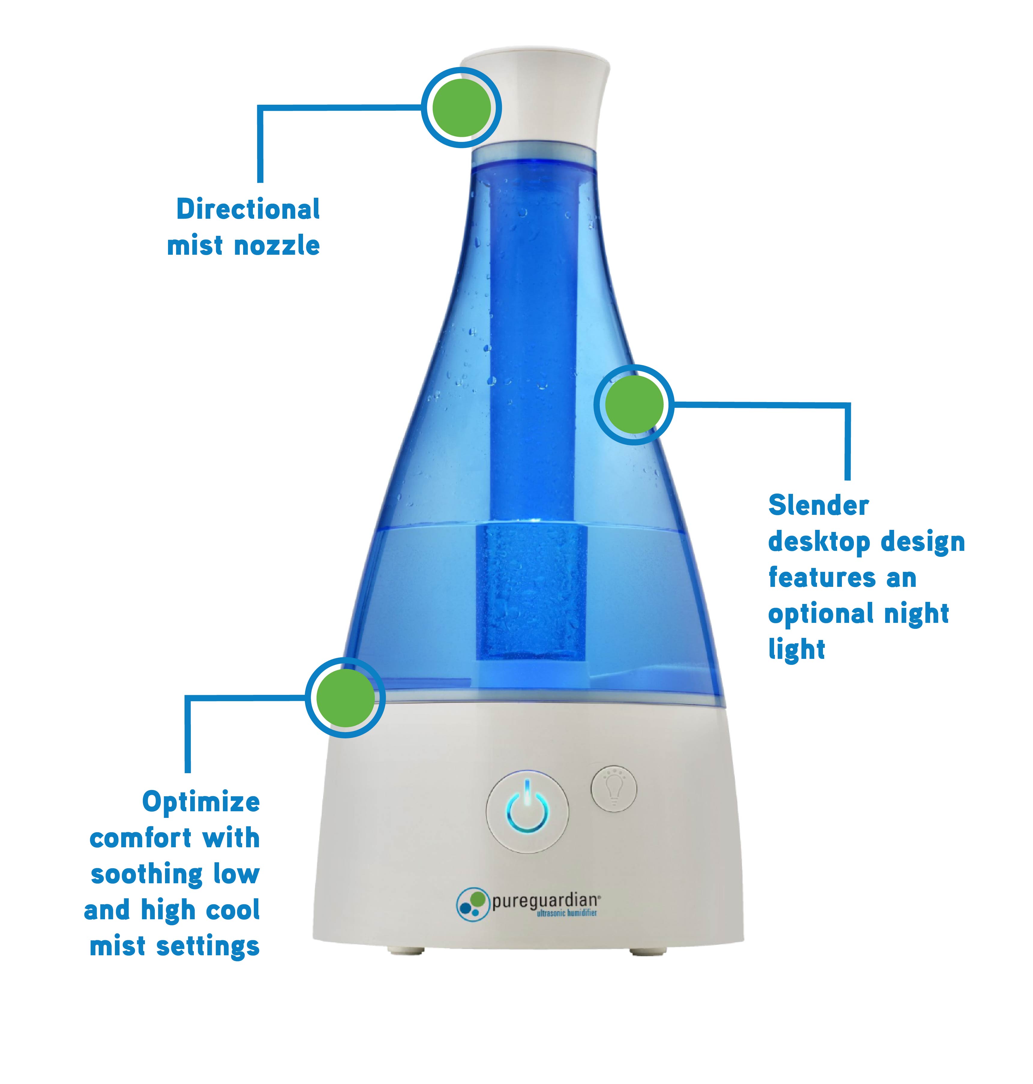 PureGuardian 30-Hour, 0.5 Gallon, Cool Mist Ultrasonic Humidifier with Aromatherapy Tray, H940AR - image 4 of 9