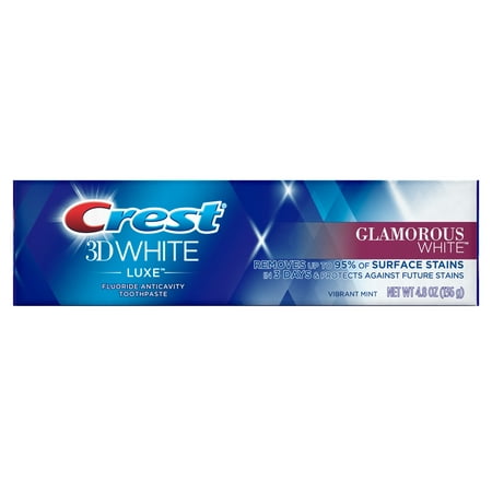 Crest 3D White Luxe Glamorous White Whitening Toothpaste, Vibrant Mint, 4.8