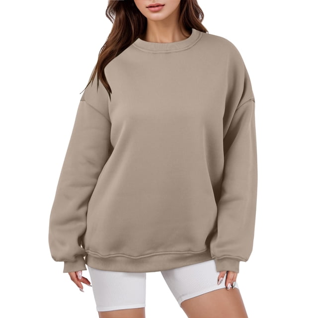 Haut Décontracté d'Automne à Manches Longues et Col Rond Surdimensionné pour Femmes, Coupe Ample, Confortable