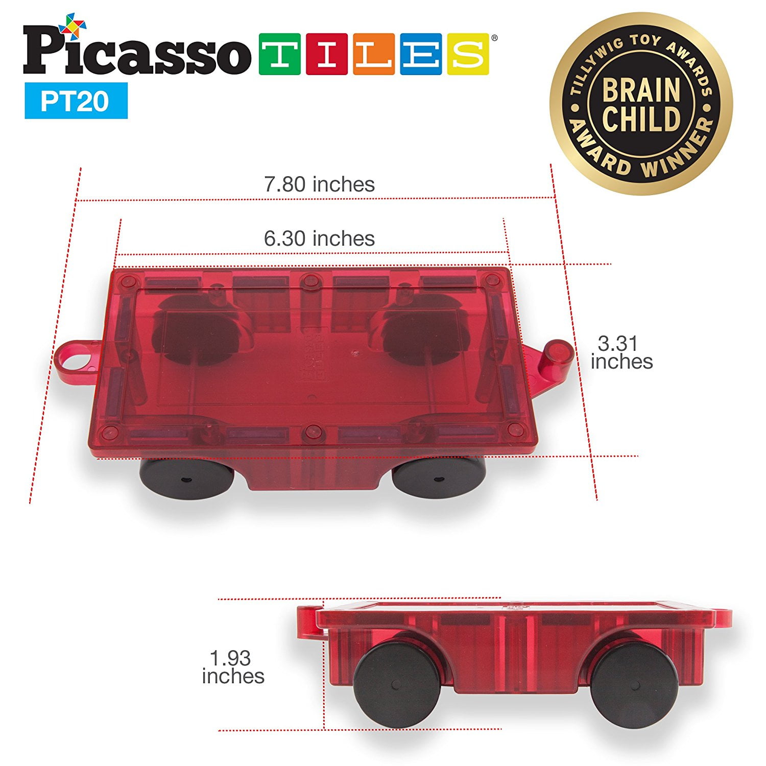 PicassoTiles 2 Piece Car Truck Set 