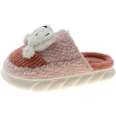 

CoCopeanut Fluffy Fuzzy House Slippers for Women Cute Bear Print Warm Plush Lined Anti-Slip Bedroom Slippers Indoor Outdoor