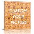 thumbnail image 2 of Orange Yellow Boho Wall Art Painting on Canvas, Vintage Shabby Abstract Geometric Art Canvas Art Home Prints Wall Art Framed Modern Artwork for Living Room Bedroom Wall Decor 12x12in, 2 of 9