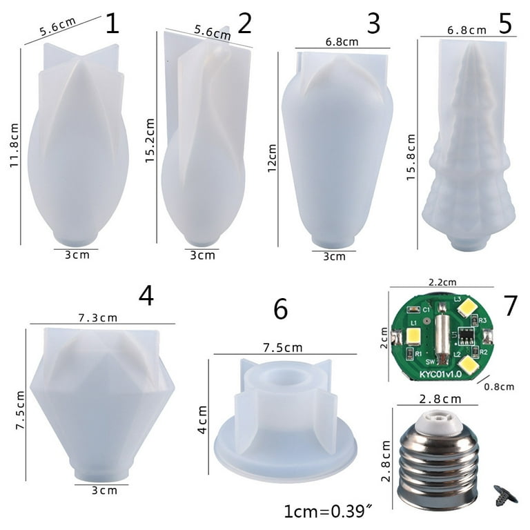 16pcs/set Led Bulb Mold Resin Casting Mold Silicone Craft Resin Light Bulb  Mold