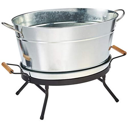 Tablecraft Beverage Tub Set  6 Gallon  Galvanized/Black