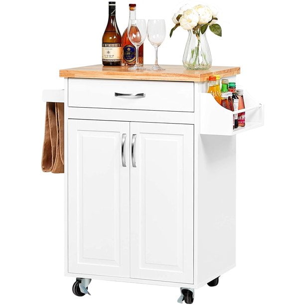 Color : White 4-Wheel Pantry Storage Solid and Practical WMMING Stainless Steel Hotel Wine cart Kitchen trolleys with Storage