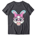 thumbnail image 2 of Easter Shirt for Women Glasses Bunny Holding Egg Graphic T-Shirt Short Sleeve Crewneck Soft Breathable Festival Apparel Holiday Celebration Top, 2 of 5