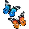 thumbnail image 1 of Decoraciones de jardín de mariposas grandes, arte de pared, escultura de mariposa de metal, adornos colgantes para jardín al aire libre, cobertizos, paredes, vallas, decoración (2 piezas, Yello, 1 of 5
