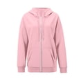 thumbnail image 4 of WTOBBY Women's Oversized Zip Hooded Jacket Fall Fashion Sweatshirt Casual Long Sleeve Top with Comfort Fit for Autumn Streetwear,Pink S, 4 of 5