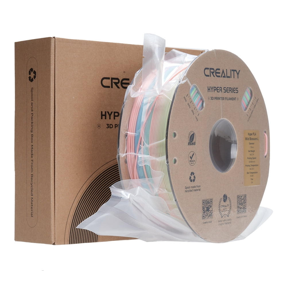3 KG Creality Hyper Rainbow PLA 3D Printing Filament High-speed 1.75mm Vibrant Short & Long Gradients 3D Printer Filaments-Multicolor