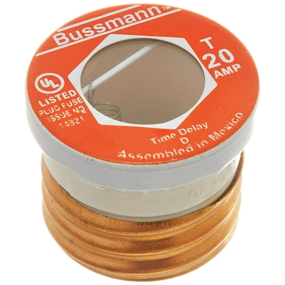 Fusible Bussmann T-20 20A tipo T de doble elemento con retardo temporal, 125 V