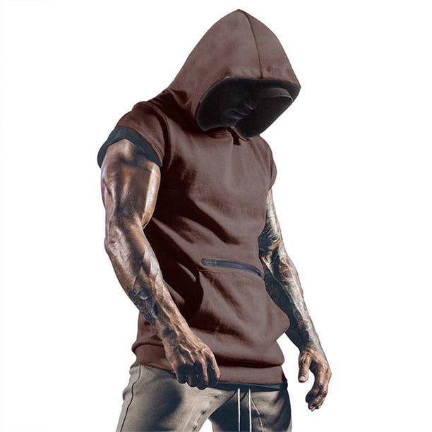 Camisetas Deportivas Playeras Deportivas Para Hombre, Moda De Verano, Deportes De Ocio, Color Sólido, Con Capucha, Sin Mangas, Chaleco Superior