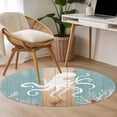 thumbnail image 3 of Area Rug 48in, Ocean White Octopus Coral Floor Carpet Living Room Rug, Vintage Wood Board Marine Creature Non-Slip Welcome Mat Indoor Rugs for Bedroom Dining Room, 3 of 9