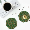 thumbnail image 4 of Lsque Mask And Palm Leaves Pattern 4" Drink Coasters Set of 4, PVC Leather Absorbent Coasters, Table Coaster Set Decorative Coffee Cup Coasters Housewarming Gift -Octagon, 4 of 6