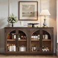 thumbnail image 2 of Tcbosik Buffet Cabinet with Storage, 60" Large Sideboard Kitchen Cabinet with Adjustable Shelves and 4 Glass Doors, Coffee Bar Cabinet for Dining Room, Hallway, Entryway, Espresso, 2 of 10