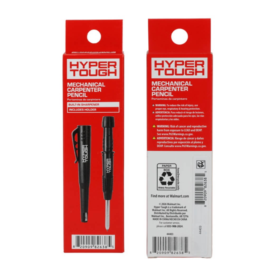 Hyper Tough Mechanical Carpenter Pencil with Pencil Sharpener and Case