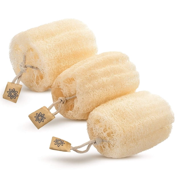 Esponja de lufa egipcia natural para ducha que te limpiará y no solo esparcirá jabón (paquete de 3 lufas).