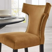 Modway Curve Performance Velvet Dining Chairs - Set of 2 in Cognac
