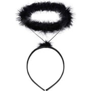 FUNCREDIBLE Black Angel Halo Headband - Extra Feather Dark Angel Halo Headbands - Halloween Angel Outfit Cosplay Costume Accessories for Adults, Teens and Kids