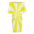 thumbnail image 5 of Aesthetic Yellow And White Sunburst Women's Off The Shoulder Ruffles Summer Wedding Guest Loose Casual Party Beach Dress, 5 of 9