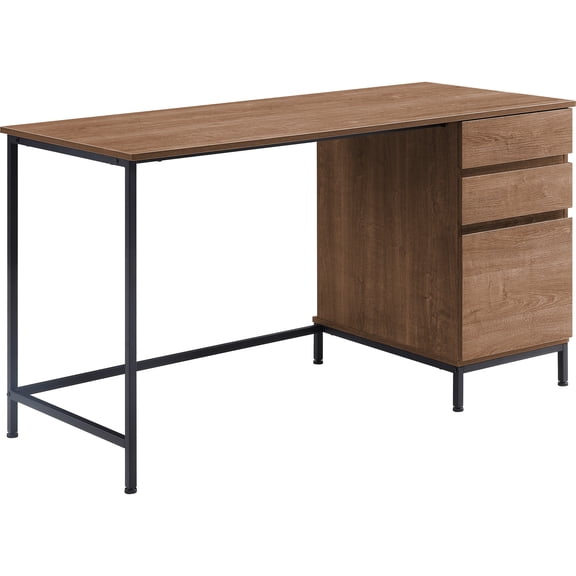 Lorell SOHO 3-Drawer Desk, Walnut