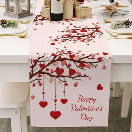 

Valentines Day Table Runner Love Red Heart Table Runners Happy Valentine s Day Table Decorations Red Truck Pattern Long Table Runner for Valentines Day Engagement Anniversary Dining Table Decor