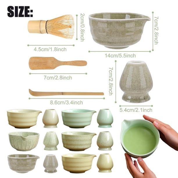 XYKA Matcha Set, 4 PCS Ceramic Tea Set Includes Matcha Bowl with