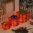 thumbnail image 4 of Set of 3 Christmas Lighted Gift Boxes, Pre-lit Present Box with Bowknot(Colorful), Light Up Xmas Tree Skirt Ornament, Indoor Outdoor Plug in for Home Holiday Party, 4 of 6