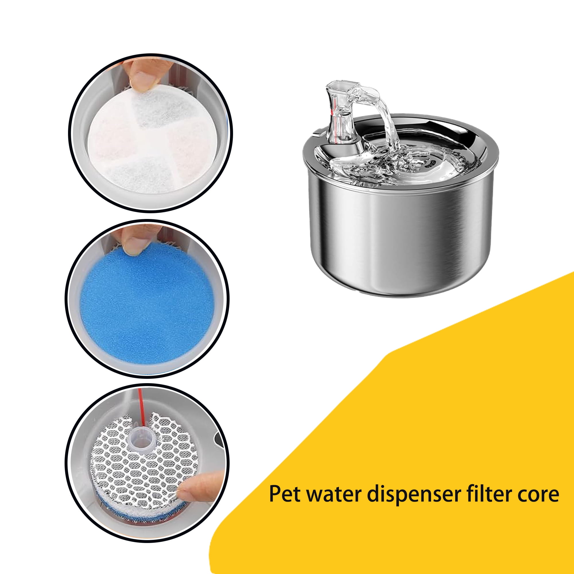 TropicAqua Cat Water Fountain Sponge Filters, Replacement Foam Filters Compatible with 67OZ/2L Stainless Steel Pet Dog Drinking Fountain (12 Set)