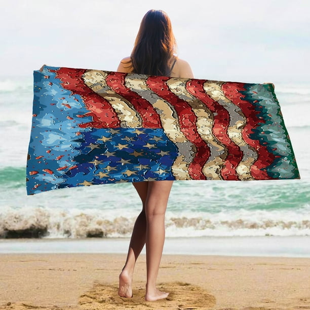 American Flag Wedding Beach Towel 4th of july Pretty Beach Towel independence day Oversized Towel Swim Accessories For Kids for Adults Kids Travel Towel Camping Towel Size 3 9 Walmart Business Supplie...