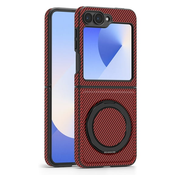 Allytechgroup for Samsung Galaxy Z Flip 7 FE / 6 Case with Kickstand, Support Wireless Charging Protection Against Drops & Bumper Reliable Lens & Screen Protection Shockproof Back Cover, Red