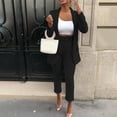 thumbnail image 2 of Womens Business Work Suit Set Long Sleeve Open Front Blazer with Cropped Suit Pants Basic Office Formal Suit Sets, 2 of 7