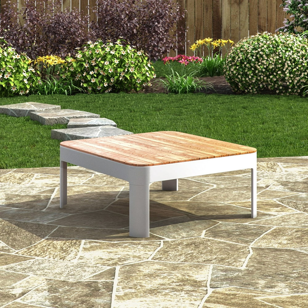 Southern Enterprises Cavalla Aluminum & Teak Outdoor Square Cocktail