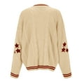 thumbnail image 4 of Pulls à Coutures Ouvertes pour Cardigan Étoile Esthétique Pull Tricoté Tendance Manches Longues Boutonné Col Rond Cardigans (S-TG, Rouge), 4 of 4