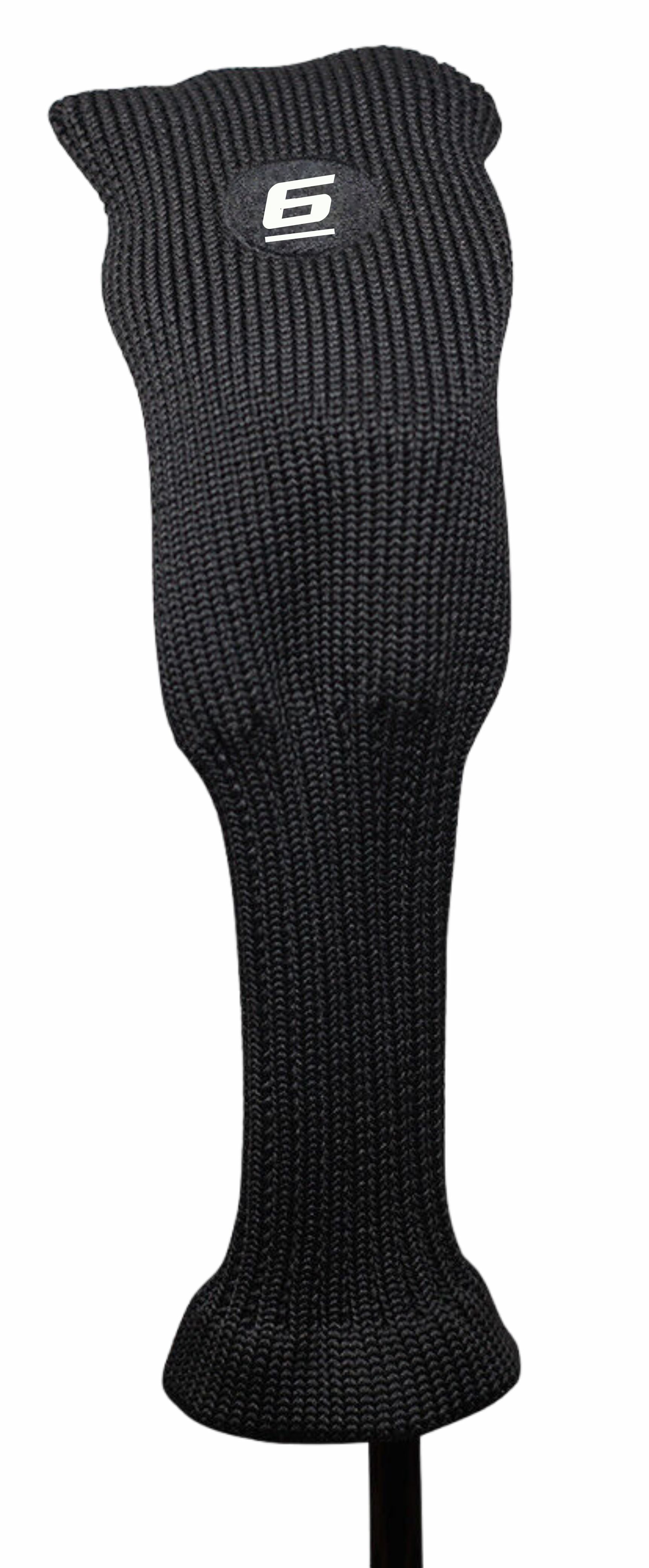 Majek All Hybrid Head Cover Golf Club Black Sleek Tight Fit Headcover Set 6-SW Acrylic Head Covers 6 7 8 9 PW SW Easy to See Large White Embroidered Numbers