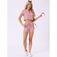thumbnail image 3 of DARING DIVA Crop Topswith Waffle Knit Button Down Pajamas 2 Pieces XS Pink, 3 of 7
