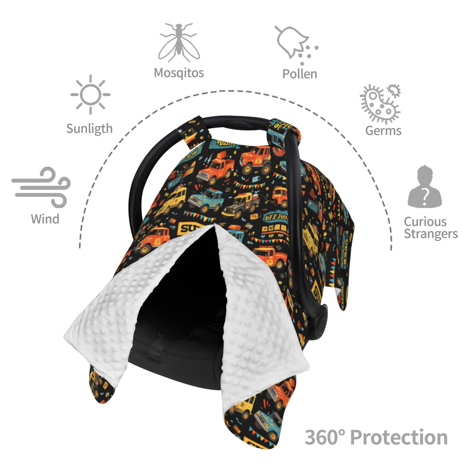 Car Seat Cover Baby - colorful SUV off road car Breathable Infant Car Seat Cover for Baby Carseat, Lightweight Comfort Baby Essentials Must Haves Newborn Stuff for Girl Boy